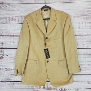 Sergio Valentino Men's Sport Coat Blazer Suit Jacket Tan Silk Wool Blend NWT 44